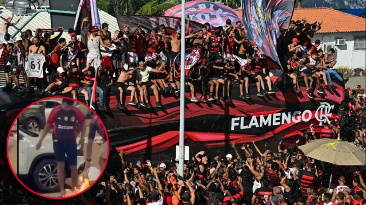 Fan quema playera del equipo rival y termina quemado vivo | VIDEO