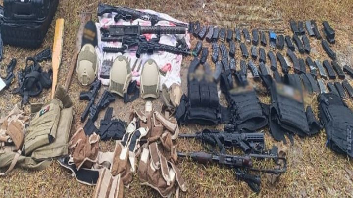 Elementos del Ejército Mexicano aseguran armas largas y cargadores en Tamaulipas