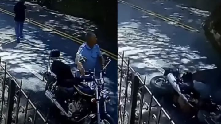 Gigantesca roca se desprende y casi aplasta a dos motociclistas | VIDEO