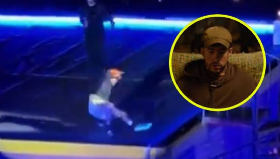 MOMENTO EXACTO en que Bad Bunny sufre caída en su concierto en México