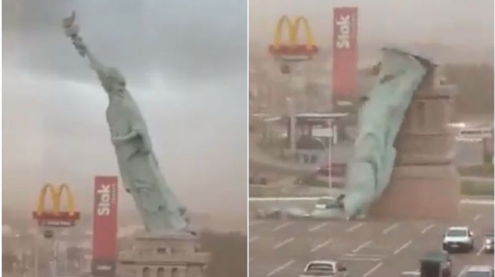 Estatua de la Libertad en Brasil es derrumbada por violentas ráfagas de viento