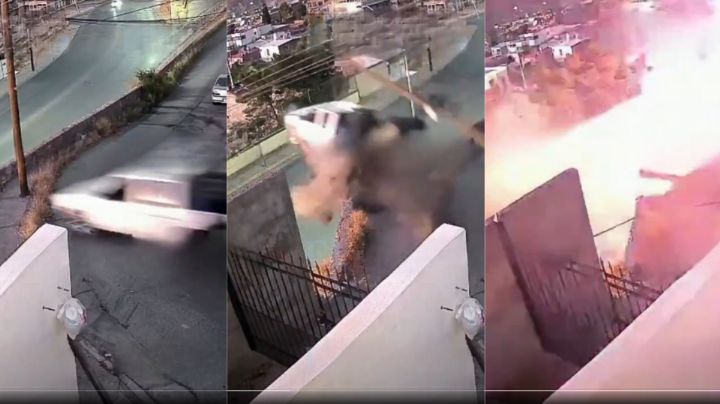 MOMENTO EXACTO en que fallan los frenos de pickup y cae a barranco; hay 2 muertos