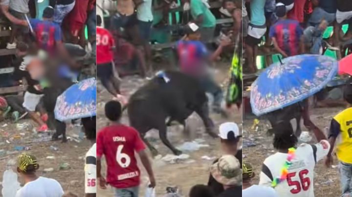 MOMENTO EXACTO en que hombre es embestido y corneado durante evento taurino en Colombia