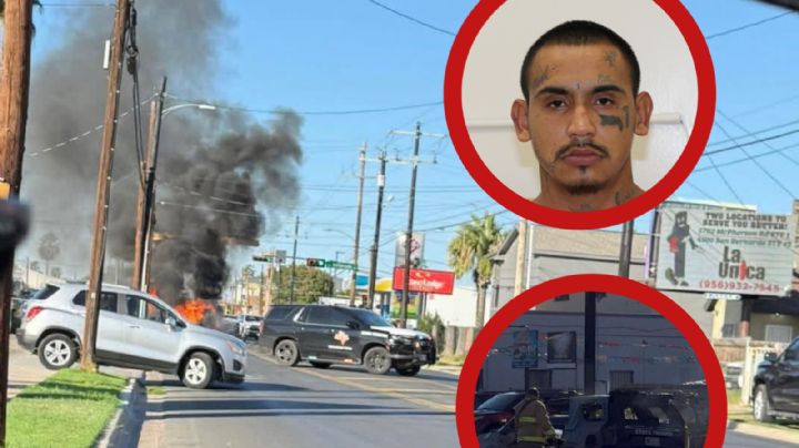 Arrestan a sujeto que causó destrozos en Laredo, donde patrulla quedó calcinada