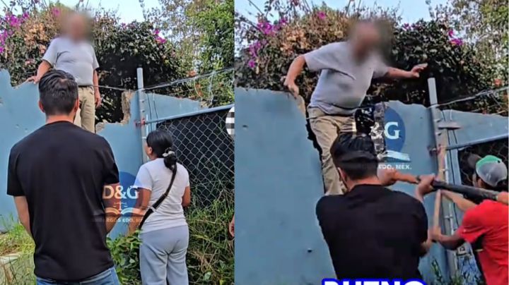 Demuelen barda en el Edomex por invadir terreno ajeno; abuelito se opone a que la tiren | VIDEO