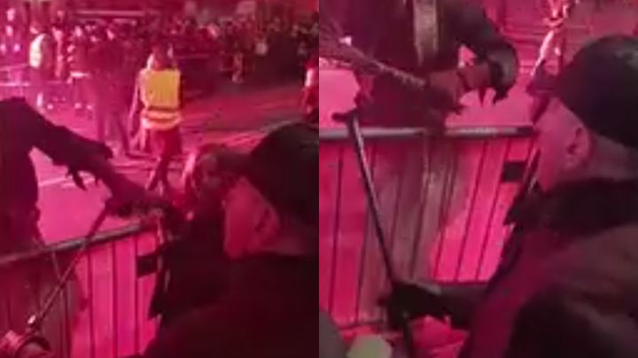 A 'bastonazos' hombre de la tercera edad ataca a participantes de un desfile navideño