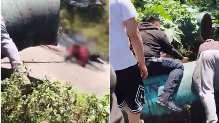 Hombre cae a canal de aguas negras; se preocupó más por su teléfono celular