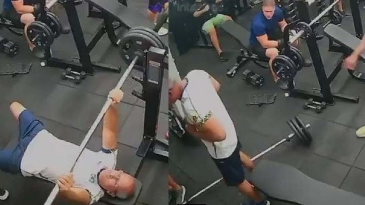MOMENTO EXACTO en el que hombre muere en el GYM; pesa cayó sobre su pecho | VIDEO