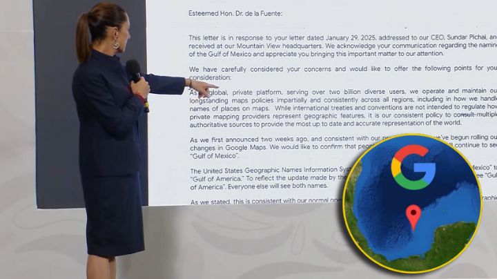 Golfo de México: Sheinbaum pide a Google respetar el nombre oficial y amenaza con demanda