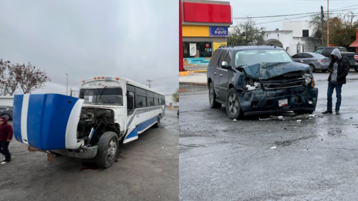 Camión urbano provoca accidente en importante crucero de la colonia Los Fresnos