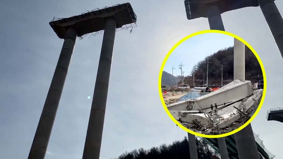 Cae puente en construcción