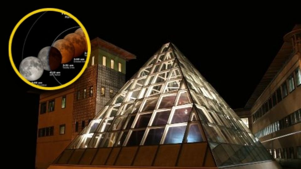 Se invita a los participantes a ver de cerca la magnífica Luna llena de color rojo anaranjado a través del telescopio Celestron de 9,25 pulgadas del Planetario