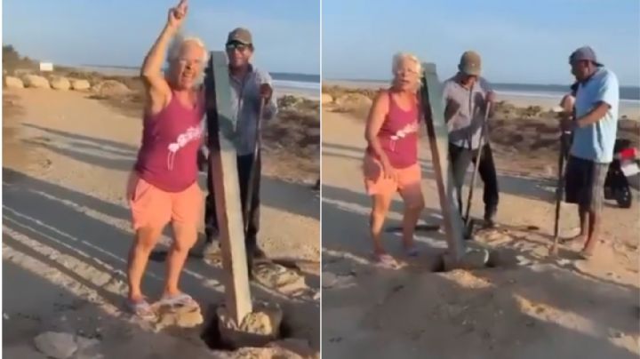 Encaran a extranjera por querer cerrar playa en México; alega que es su terreno | VIDEO