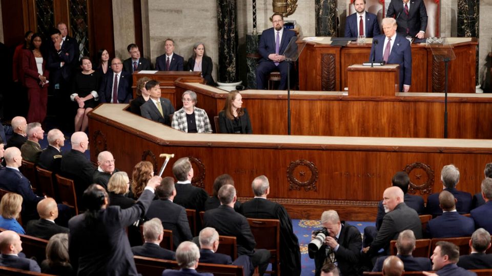 Donald Trump en su mensaje en el Congreso.