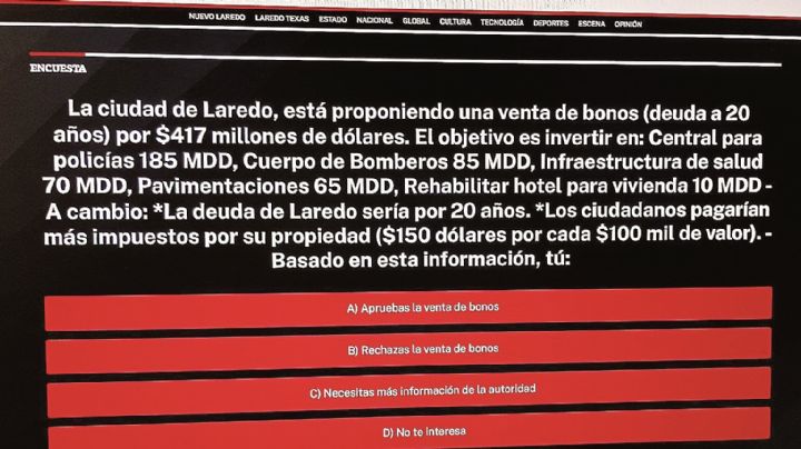 Rechazan 6 de 10 venta de bonos en Laredo, Texas