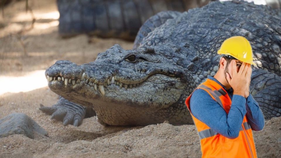 Un cocodrilo 'aterrorizó' a trabajadores de una construcción.