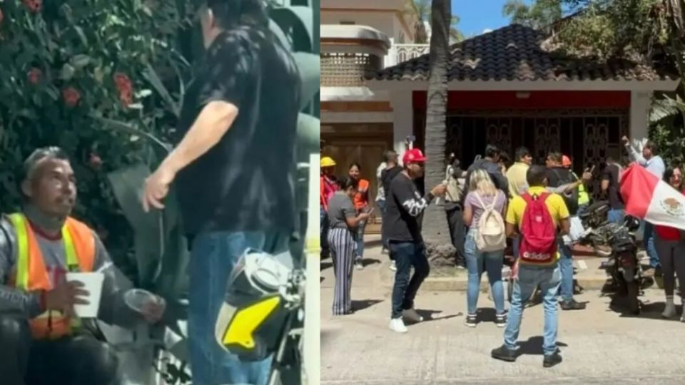 Los manifestantes se posicionaron frente a la casa del hombre discriminador, exigiendo respeto a los trabajadores mexicanos