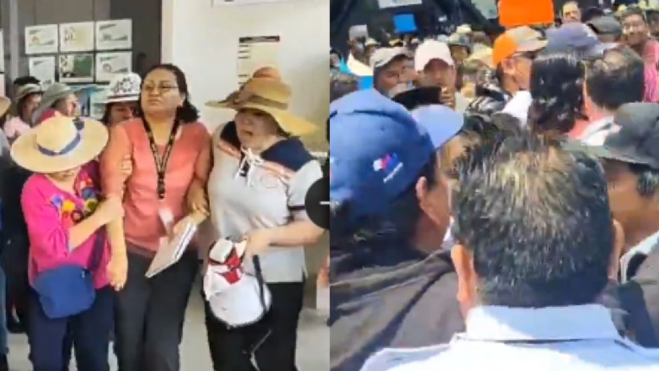 Fuerte protesta de campesinos estalla en oficinas del SAT; exigen devolución de saldos a favor