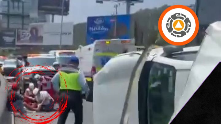 Un muerto y dos lesionados por volcadura de camioneta en Monterrey; huye conductor