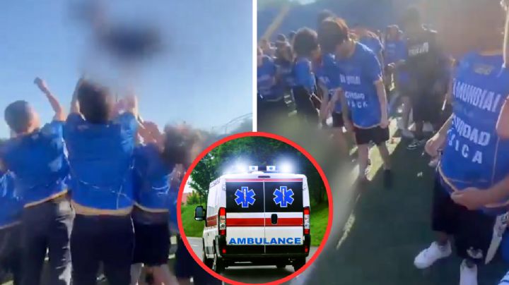 Estudiante cae aparatosamente tras ser lanzado varios metros por sus compañeros | VIDEO