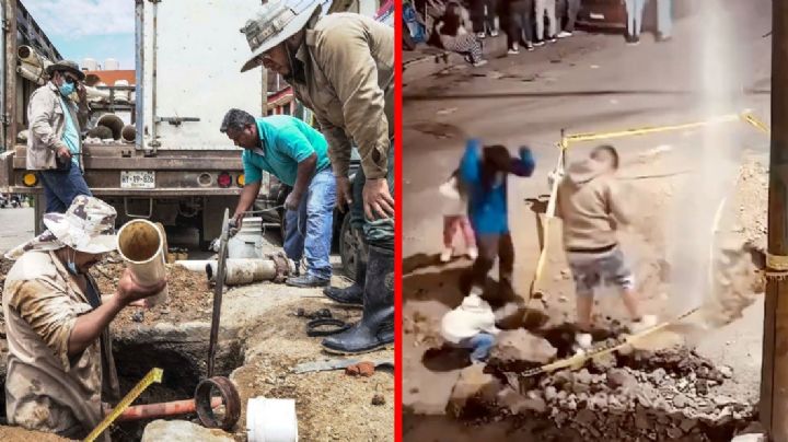 Niños provocan megafuga de agua mientras jugaban en la calle; su familia no reparó nada | VIDEO