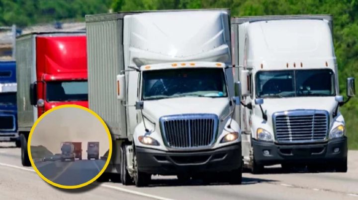 MOMENTO EXACTO en que traileros se unen para frustrar un asalto en la autopista | VIDEO