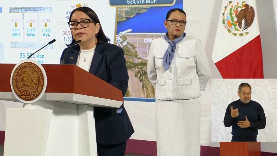 La directora de la CFE, Emilia Calleja, expuso los avances del Sistema Eléctrico Nacional que comprenden 3 procesos: generación, transmisión y distribución