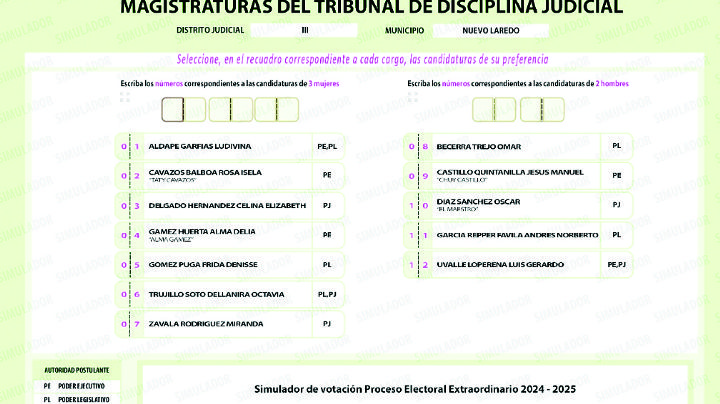 Diez boletas para reformar el Poder Judicial