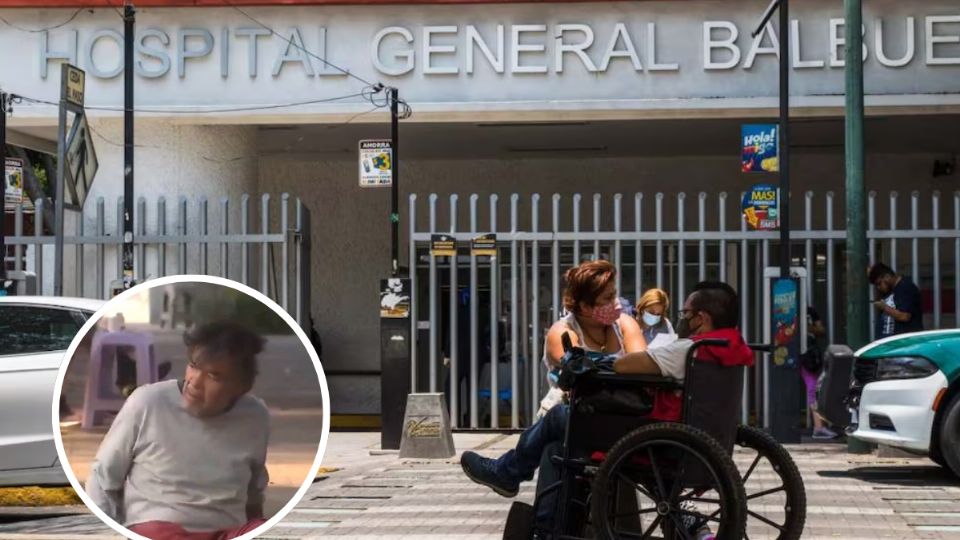 Tras ser atendido por médicos, el hombre fue sacado del hospital con el yeso en las piernas