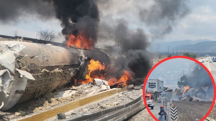 Pipa se incendia en la autopista México-Puebla; provoca caos y cierre total | VIDEO