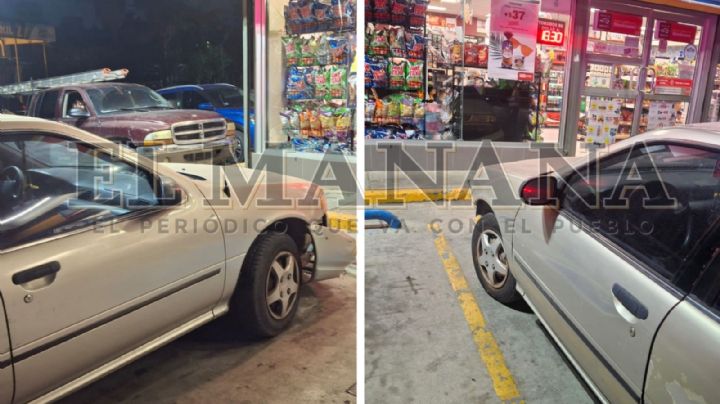 Abuelito de 88 años choca su auto contra ventanal del Oxxo en la colonia Madero; confunde pedales