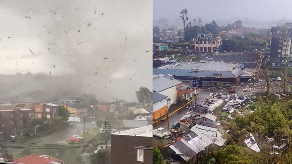 El tornado hizo destrozos a su paso