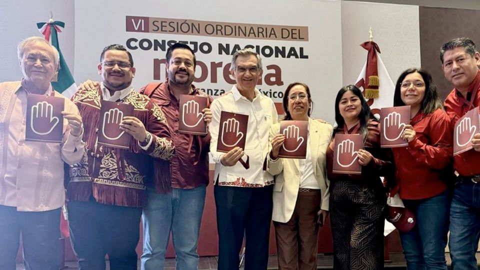 Américo Villarreal en el Consejo Nacional de Morena.