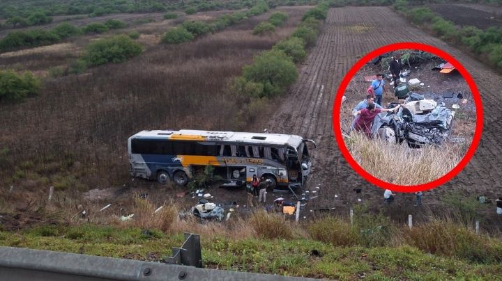Brutal carreterazo entre autobús y automóvil; hay cuatro muertos y 20 heridos
