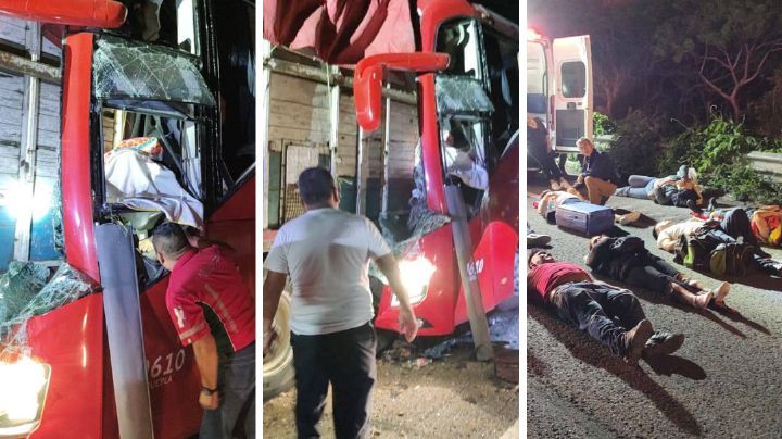 Chofer de autobús ADO dormita y muere al chocar contra dos tráileres; hay 20 heridos