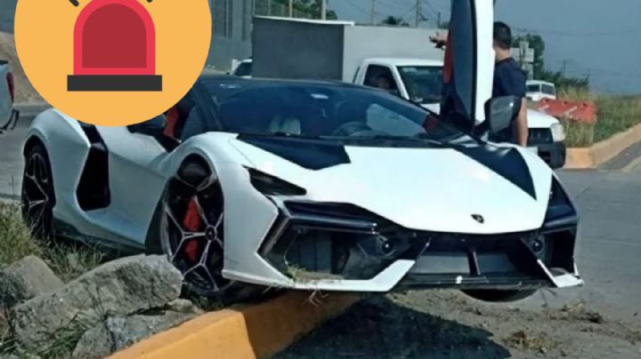 Se estrella Lamborghini de 15 millones de pesos en la Carretera Nacional; así quedó
