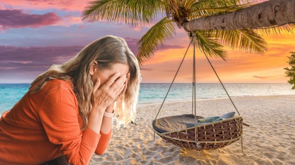 Una influencer sufrió en la playa.