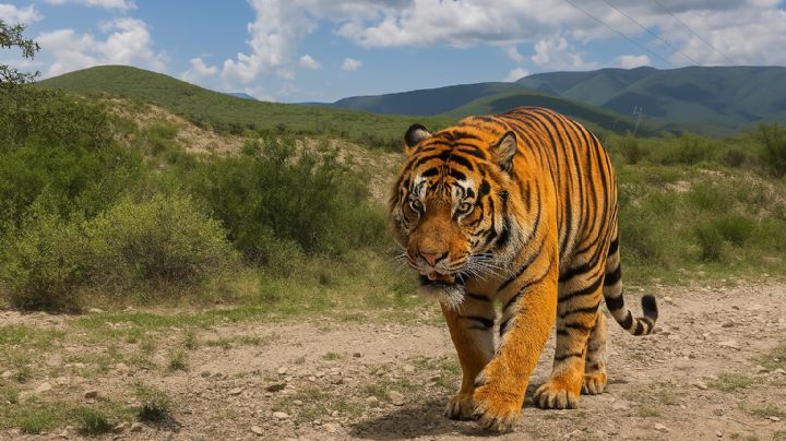 Tigre suelto en Nuevo León: parecía escena de safari, pero era Salinas Victoria | VIDEO