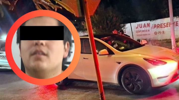 Joven ebrio se queda dormido en su Tesla; estaba a mitad de calle