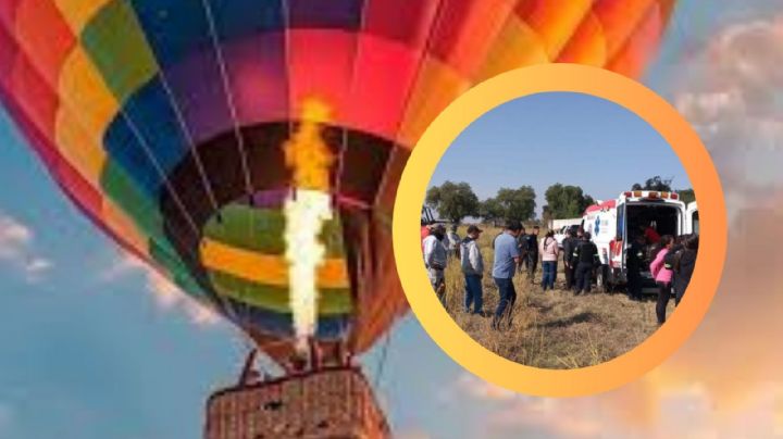 Globo aerostático aterriza de emergencia en Teotihuacán con siete pasajeros; el viento los traicionó