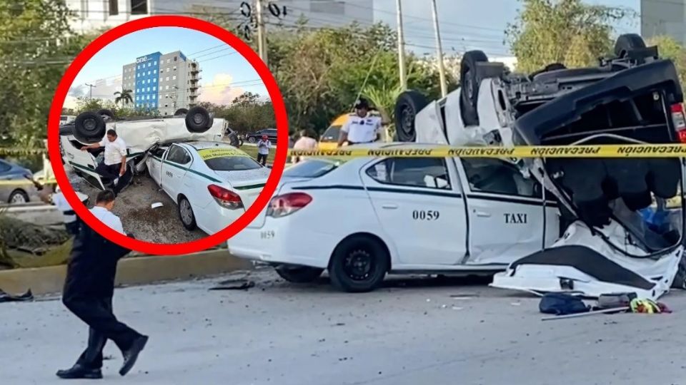 Brutal choque en Cancún.