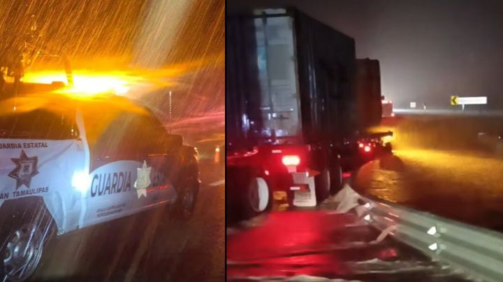 Tormenta 'Barry' causa estragos en carreteras de Tamaulipas; transportistas quedan varados | VIDEO
