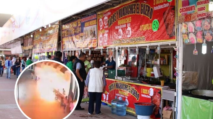 MOMENTO EXACTO en que tanque de gas explota en puesto de comida; se llevaba a cabo fiesta patronal