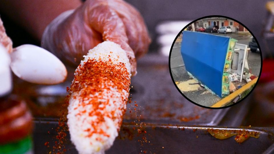 Vendedor de elotes fue embestido por camioneta; sufre quemadoras por olla hirviendo