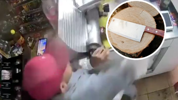 Tendero saca el machete y evita asalto; momento se vuelve viral en redes | VIDEO