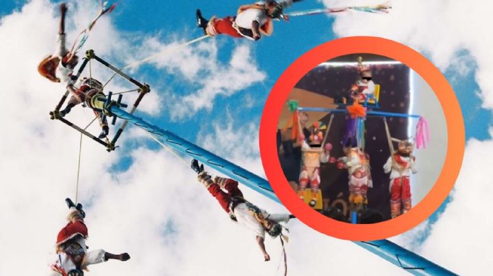 Voladores de Papantla en miniatura; niños conmueven las redes con su acto escolar | VIDEO