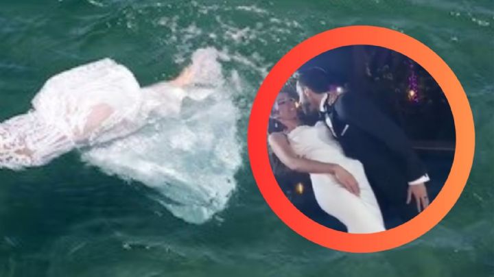 Tunden en redes a hombre por dejar caer a su esposa a piscina; estaban en plena boda | VIDEO