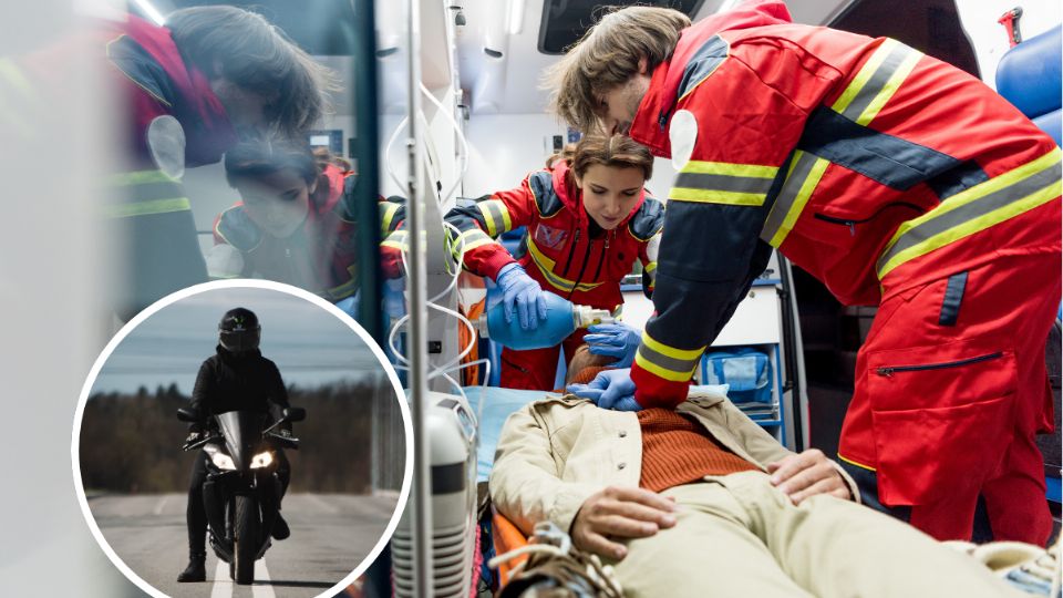 Los paramédicos atendieron al motociclista lesionado