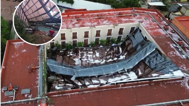 Intensa granizada provoca el colapso del techo de un hotel I VIDEO