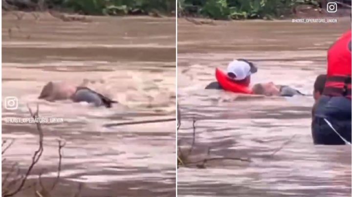 Inundaciones en Texas: MOMENTO EXACTO en que rescatan a mujer del río Guadalupe